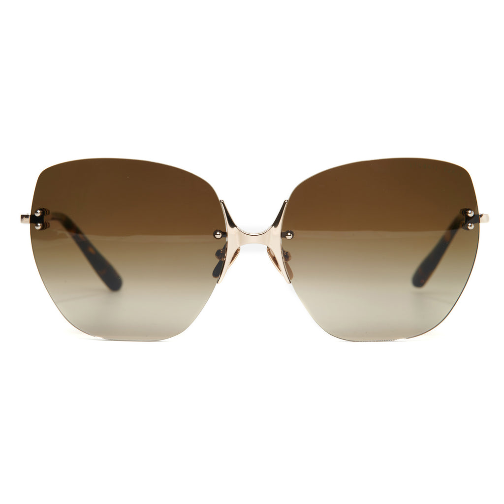 14K Gold Rimless Square Sunglasses