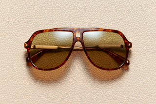 Paul Blonde Tortoise acetate aviator sunglasses with brown lenses and 18K gold-plated titanium temples, L'Écurie Paris