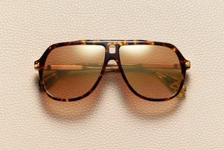 Paul Tortoise acetate aviator sunglasses with golden summer gradient lenses and 18K gold-plated titanium temples, L'Écurie Paris