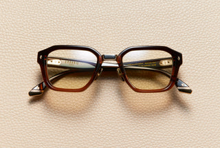 Yves Mocha Gradient acetate square sunglasses with sand lenses and 18K gold-plated titanium bridge, L'Écurie Paris