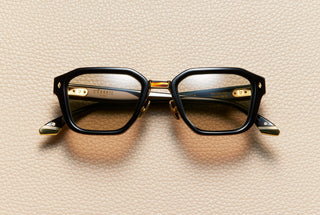 Yves Black acetate square sunglasses with sand lenses and 24K gold-plated titanium bridge, L'Écurie Paris