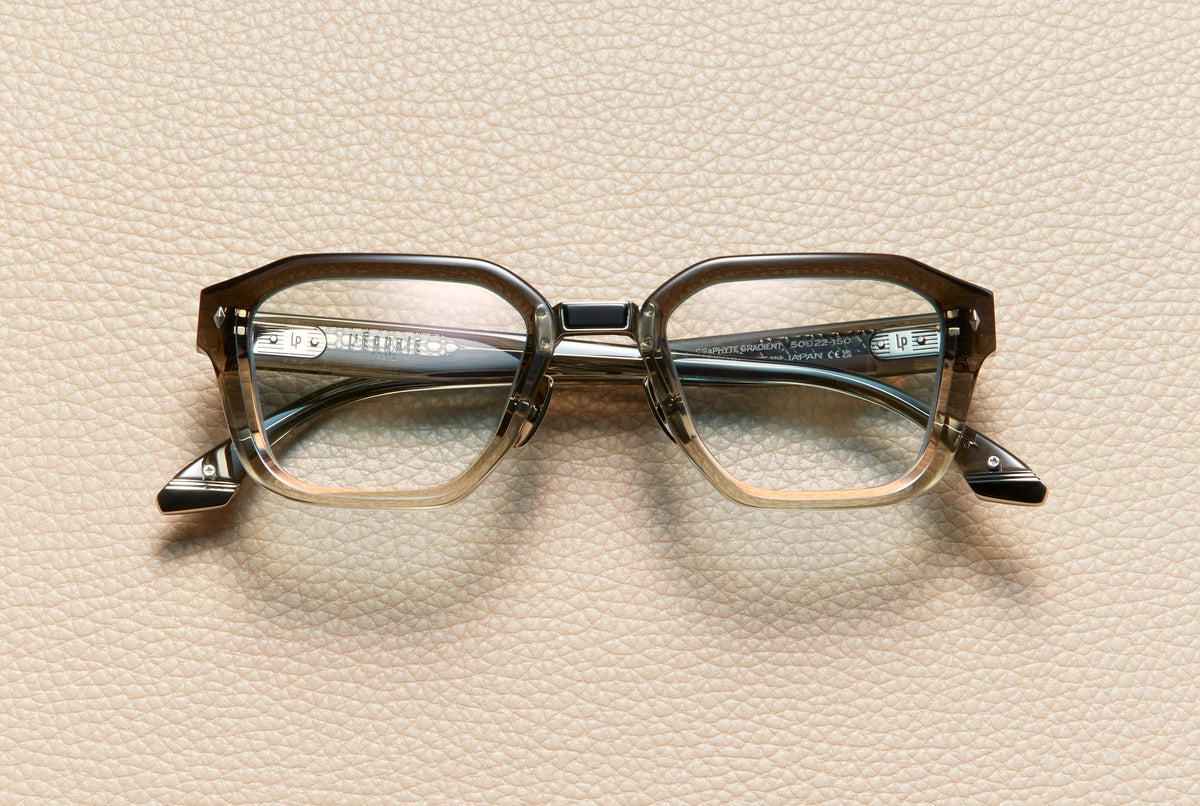 Yves Graphite Gradient acetate square optical frame with 14K white gold-plated titanium bridge, L'Écurie Paris