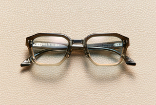 Yves Graphite Gradient acetate square optical frame with 14K white gold-plated titanium bridge, L'Écurie Paris