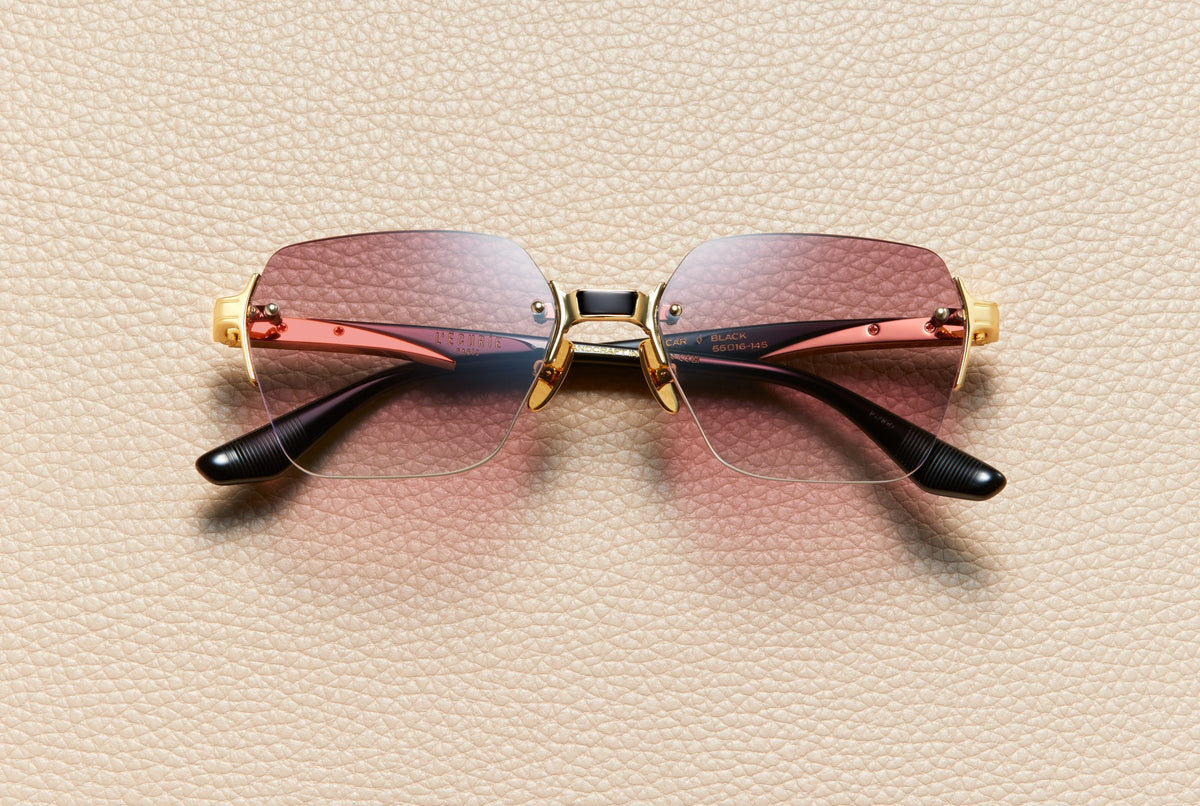 Oscar Black Vine Gradient rimless sunglasses in black acetate and 24K gold-plated titanium, L'Écurie Paris