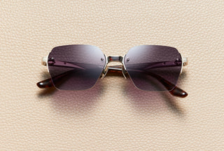 Oscar Dark Havana rimless sunglasses with dark night gradient lenses and 14K white gold-plated titanium, L'Écurie Paris