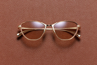 Mia cat-eye optical frame in 18K yellow gold plated titanium by L'Écurie Paris