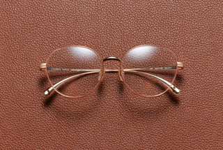 Eva round optical frame in 14K rose gold plated titanium by L'Écurie Paris
