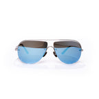 Titanium 14K White plated Gold / Blue Mirror Lens