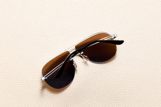 Leo Dolphin Blue Sunglasses – Back View | 14K White Gold Plated Titanium | Inui Lens – Dolphin Blue | L'Écurie Paris