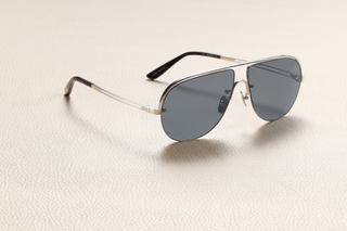 Leo Dolphin Blue Sunglasses – Three-Quarter View | 14K White Gold Plated Titanium | Inui Lens – Dolphin Blue | L'Écurie Paris