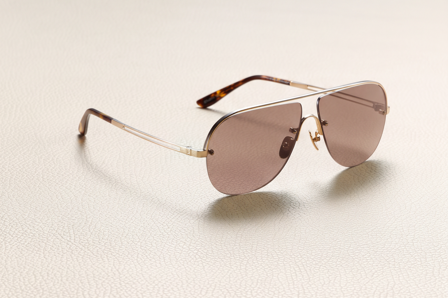 Leo Vintage Brown Sunglasses – Three-Quarter View | 18K Gold Plated Titanium | Inui Lens – Vintage Brown | L'Écurie Paris