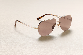 Leo Vintage Brown Sunglasses – Three-Quarter View | 18K Gold Plated Titanium | Inui Lens – Vintage Brown | L'Écurie Paris