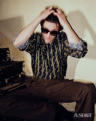 Keen Ruffalo wearing L'Écurie Paris Elsa Black sunglasses for A Shot Magazine