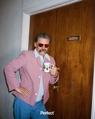 Josh Brolin in L'Écurie Paris Paname Red Mirror sunglasses, PERFECT Issue 11 by Gia Coppola