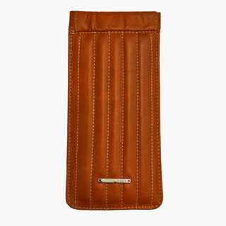LP Leather Sunglass Pouch - Stripes Brown